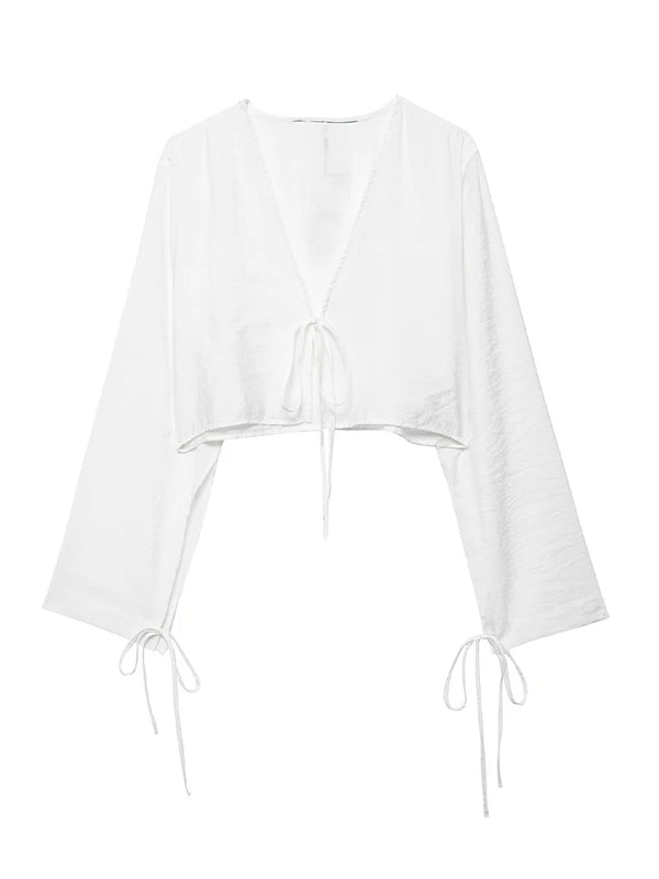 Blusa Bata Feminina com Amarração use joa clothing branca