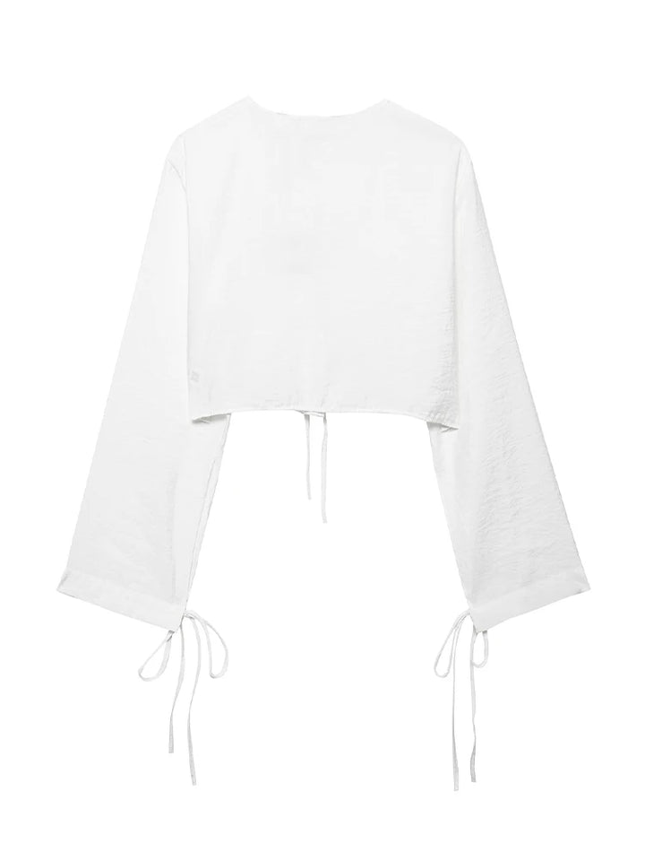 Blusa Bata Feminina com Amarração use joa clothing branca1