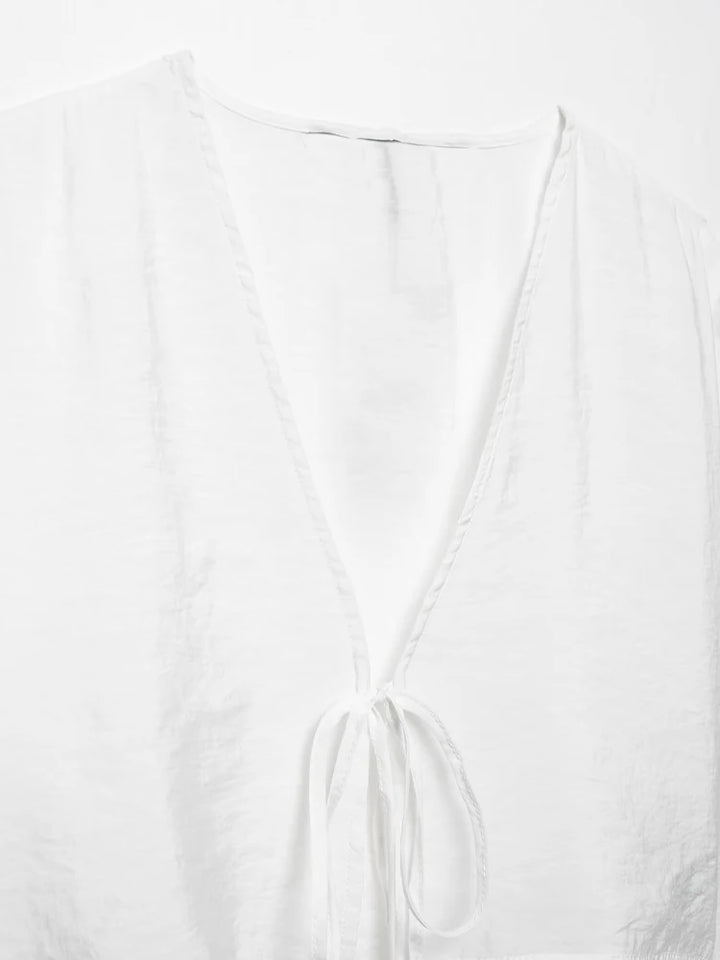 Blusa Bata Feminina com Amarração use joa clothing branca2