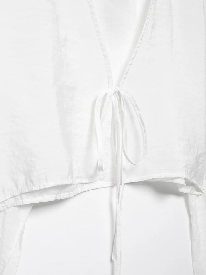 Blusa Bata Feminina com Amarração use joa clothing branca3