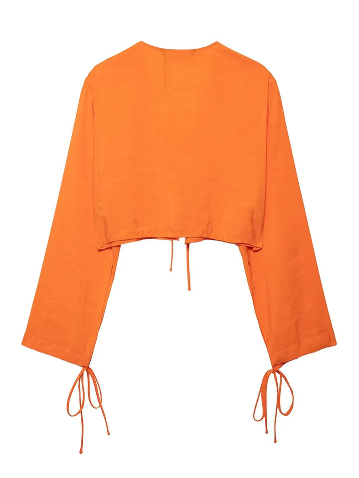 Blusa Bata Feminina com Amarração use joa clothing laranja