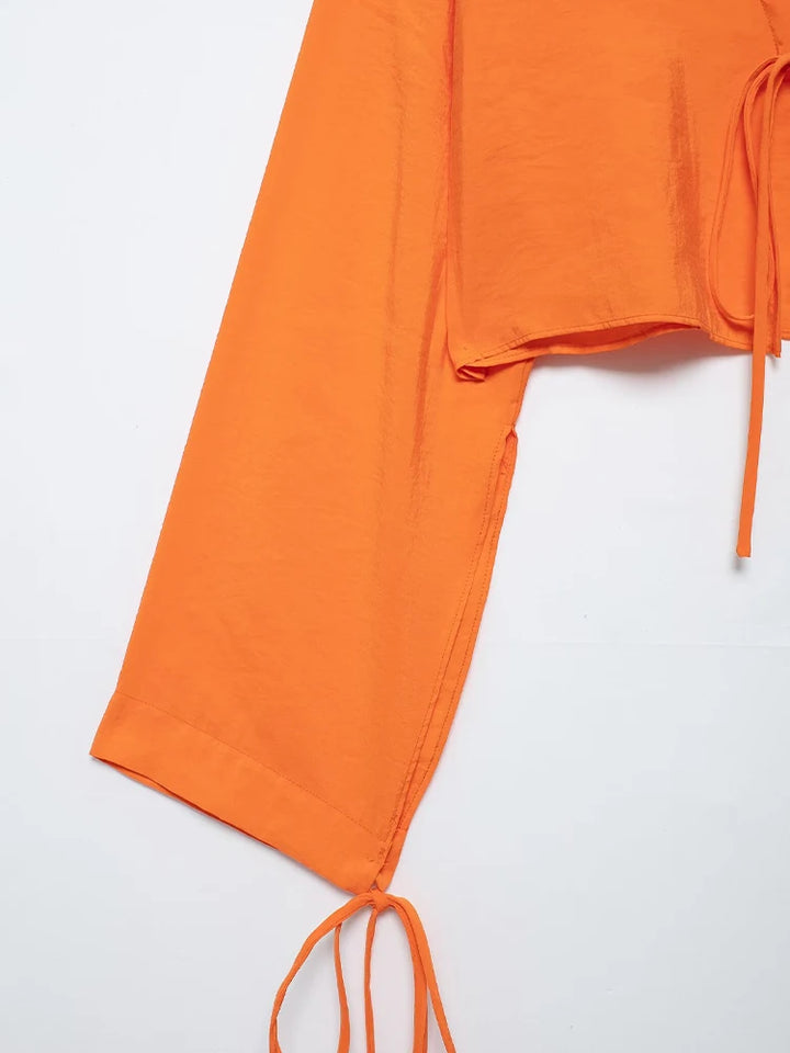 Blusa Bata Feminina com Amarração use joa clothing laranja4