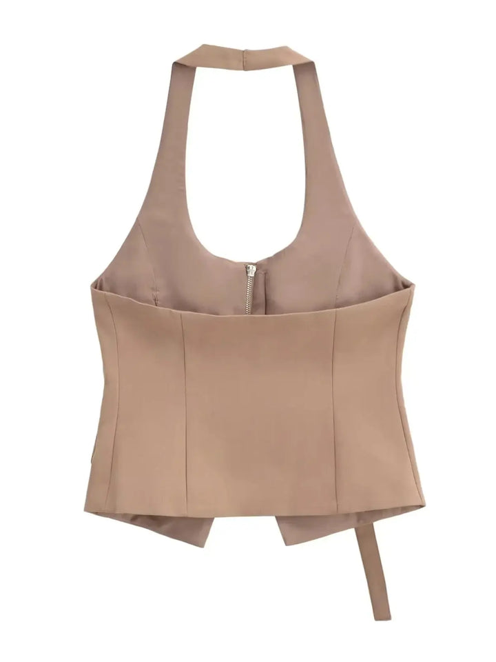 Blusa Feminina Frente Única com Bolso Frontal use joa caqui