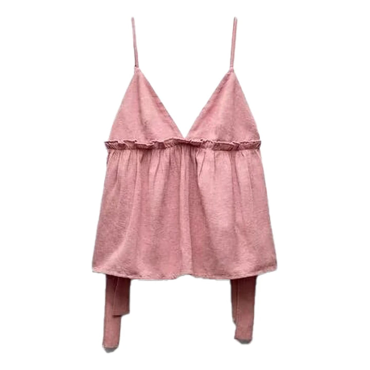 Blusa Feminina de Alcinha com Amarração Lateral use joa clothing verde rosa