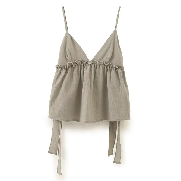 Blusa Feminina de Alcinha com Amarração Lateral use joa clothing verde musgo