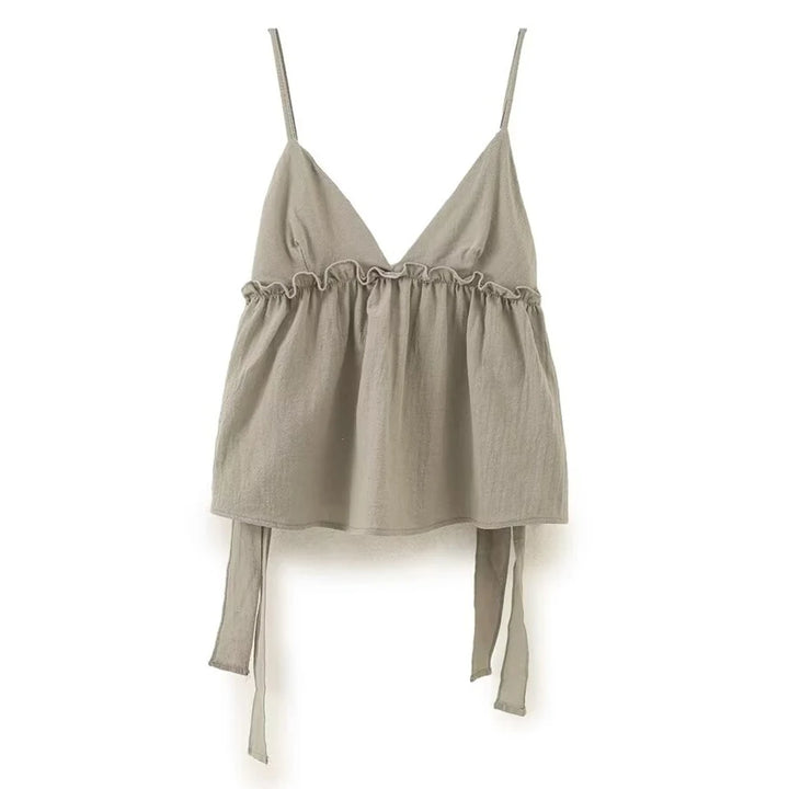 Blusa Feminina de Alcinha com Amarração Lateral use joa clothing verde musgo