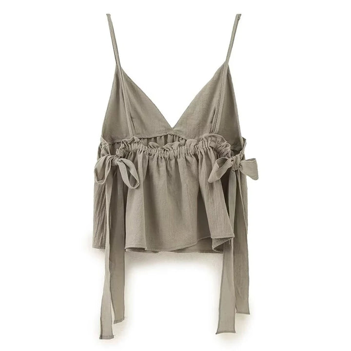 Blusa Feminina de Alcinha com Amarração Lateral use joa clothing verde musgo1