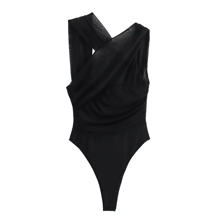 Body Feminino Alça Cruzada preto use joa clothing