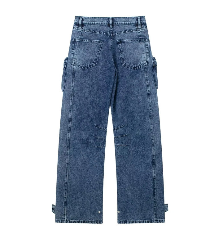 Calça Feminina Jeans Cargo Street azul use joa clothing