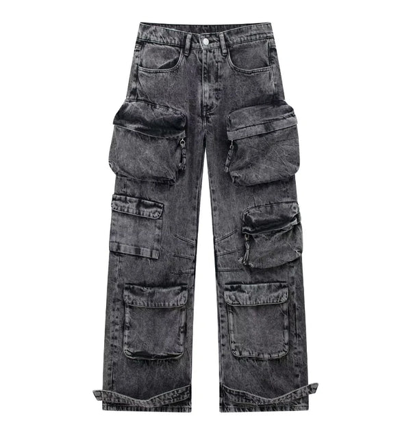Calça Feminina Jeans Cargo Street preto use joa clothing