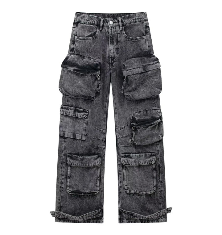 Calça Feminina Jeans Cargo Street preto use joa clothing