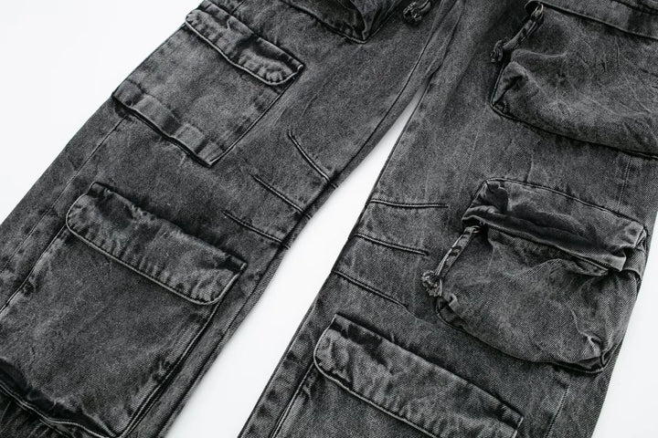 Calça Feminina Jeans Cargo Street preto use joa clothing5