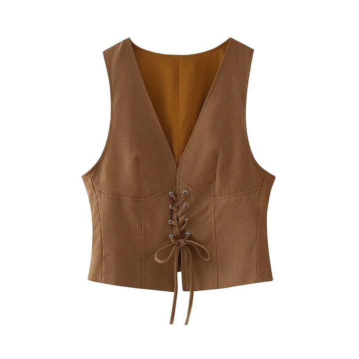 Conjunto Feminino Blusa e Saia Amarração marrom use joa clothing
