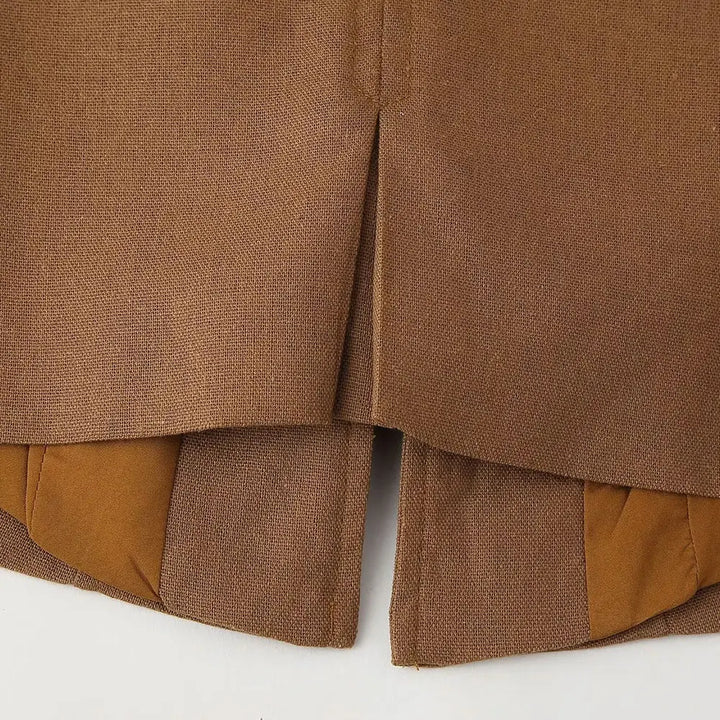 Conjunto Feminino Blusa e Saia Amarração marrom use joa clothing