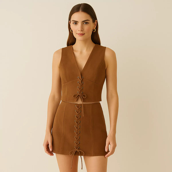 Conjunto Feminino Blusa e Saia Amarração use joá