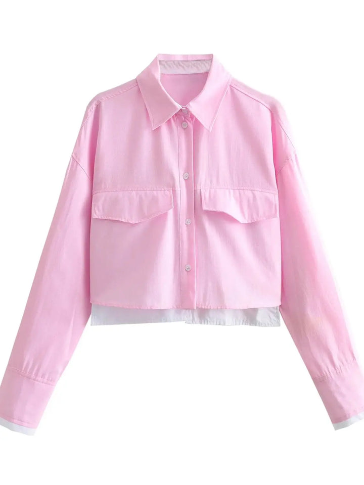 Camisa Cropped Feminina Manga Longa Rosa Use Joá Clothing