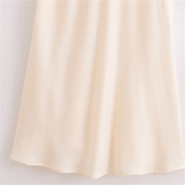 Vestido Longo Bege com Abertura Lateral use joa clothing