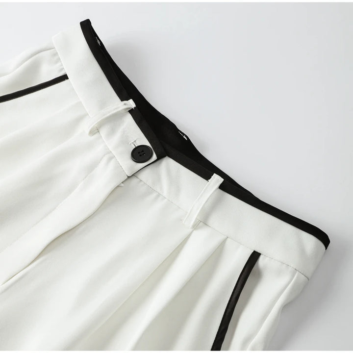 Conjunto Feminino Colete Assimétrico e Calça P&B preto e branco use joá clothing
