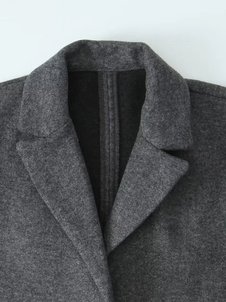 Casaco Sobretudo Feminino Longo Sem Botão cinza use joá clothing
