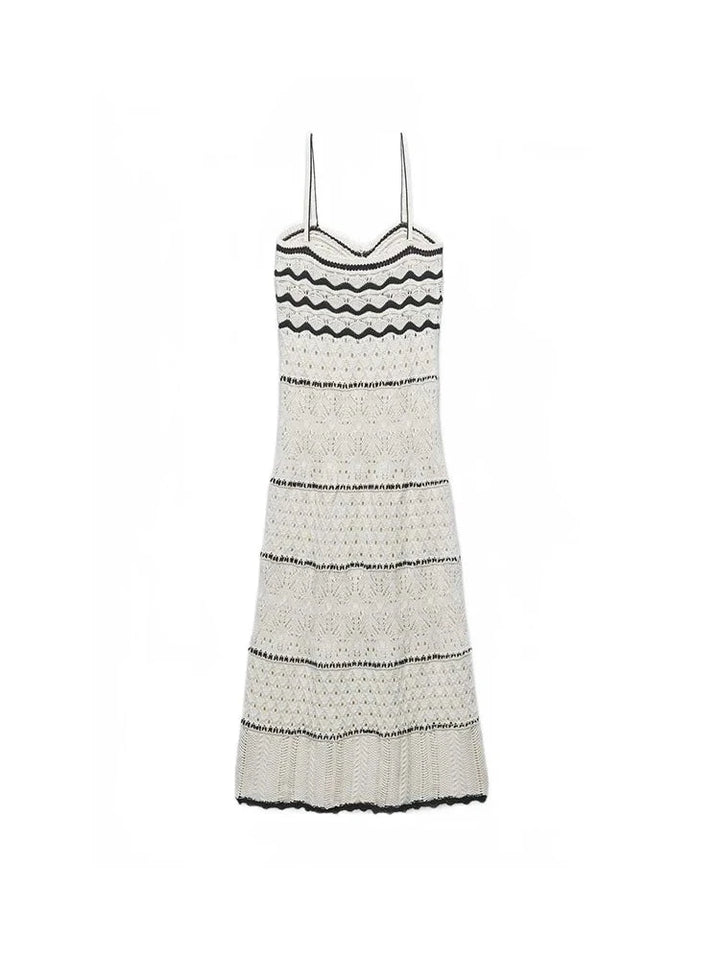 Vestido Midi Tricô P&B branco e preto use joa clothing