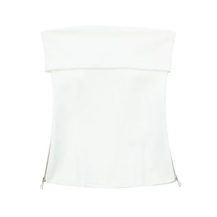 Blusa Feminina Decote Reto com Abertura Lateral Branco Use Joá Clothing