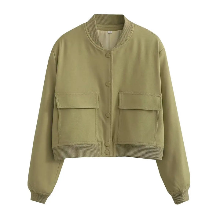 Jaqueta Bomber Feminina Casual Verde Militar Use Joá Clothing