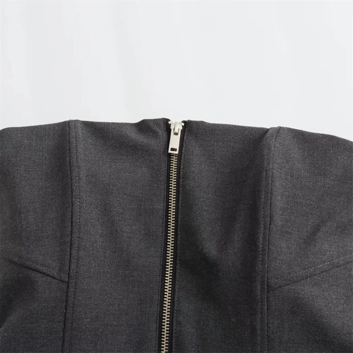 Blusa Feminina Corselet Tomara que Caia Cinza Escuro Use Joá Clothing