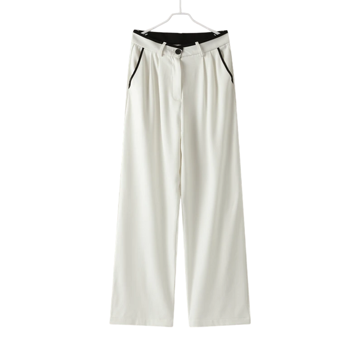 Conjunto Feminino Colete Assimétrico e Calça P&B preto e branco use joá clothing
