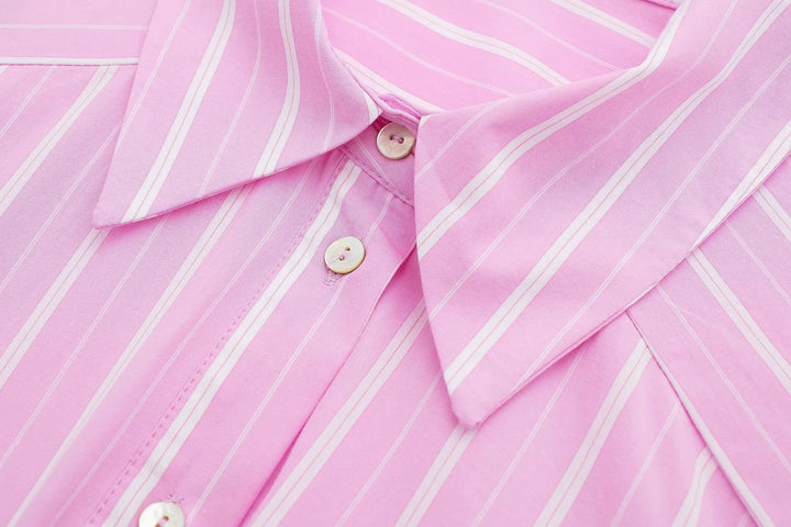 Camisa Cropped Feminina Listrada Rosa Use Joá Clothing
