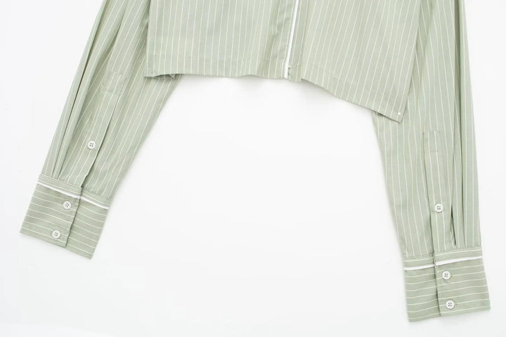 Camisa Cropped Feminina Verde Listrada Use Joá Clothing