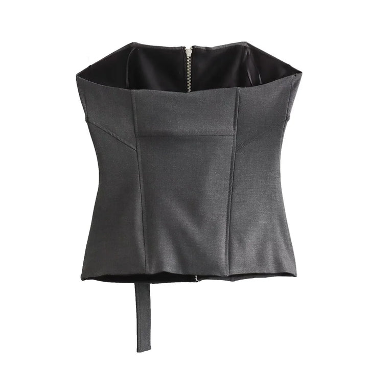 Blusa Feminina Corselet Tomara que Caia Cinza Escuro Use Joá Clothing