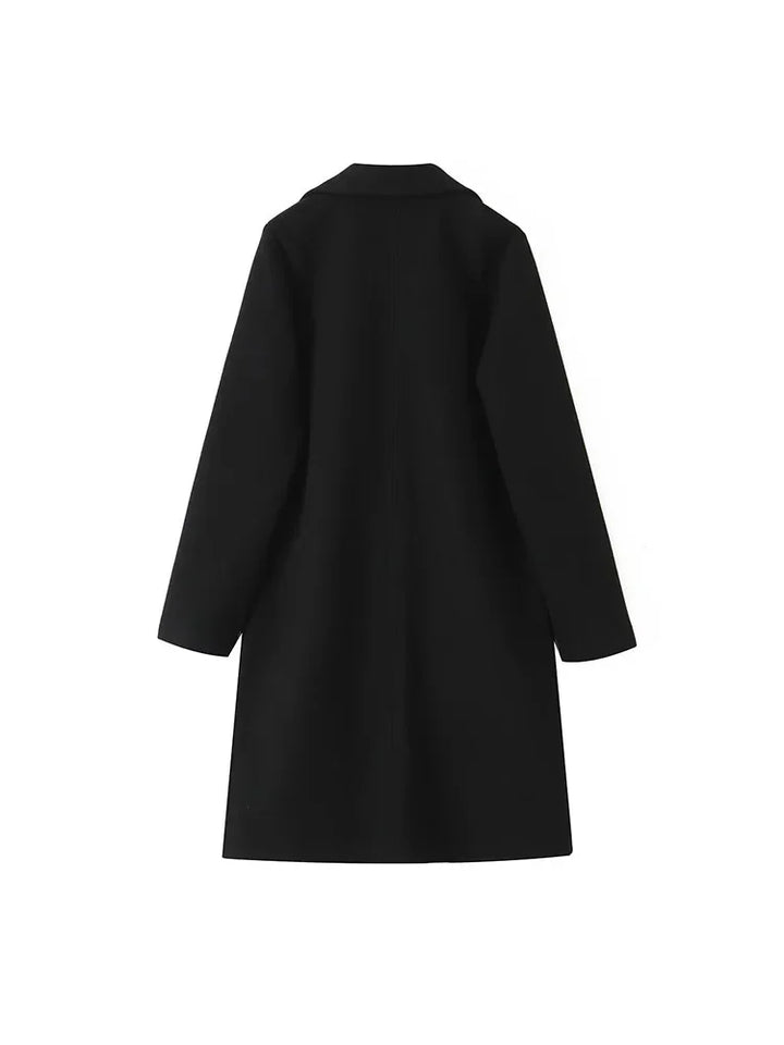 Casaco Sobretudo Feminino Longo Sem Botão preto use joá clothing