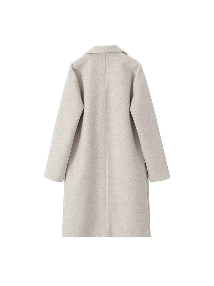 Casaco Sobretudo Feminino Longo Sem Botão bege use joá clothing