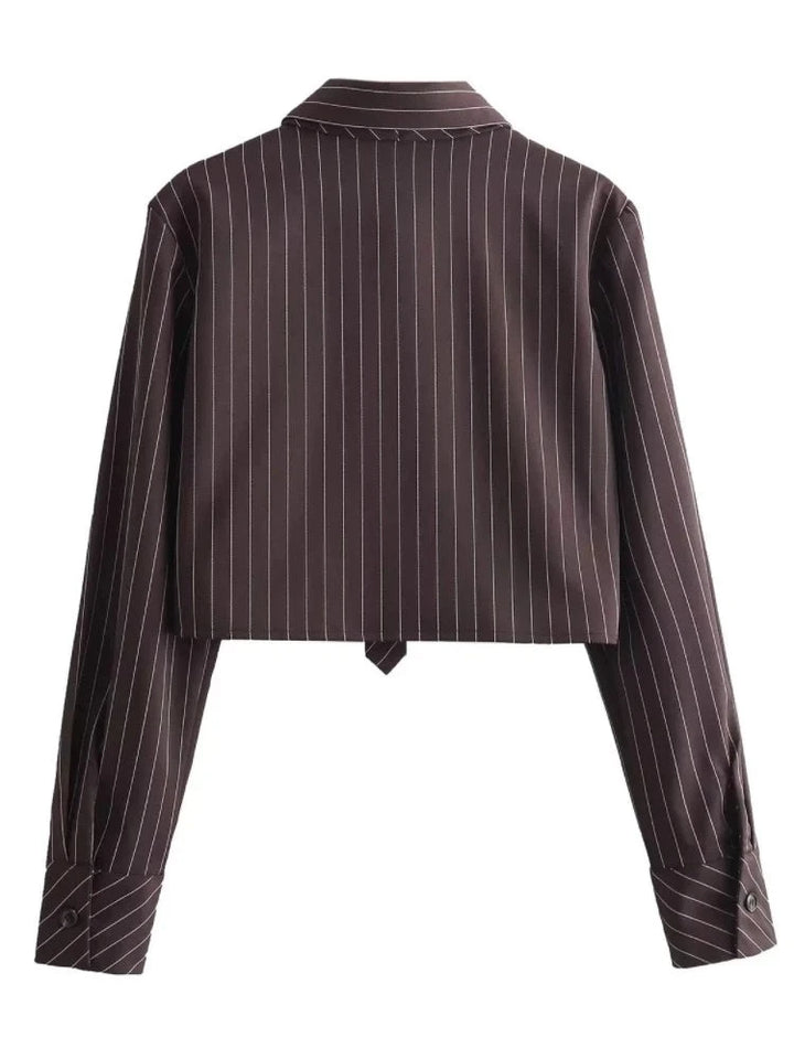Camisa Cropped Feminina Gravata Listrada Use Joá Clothing