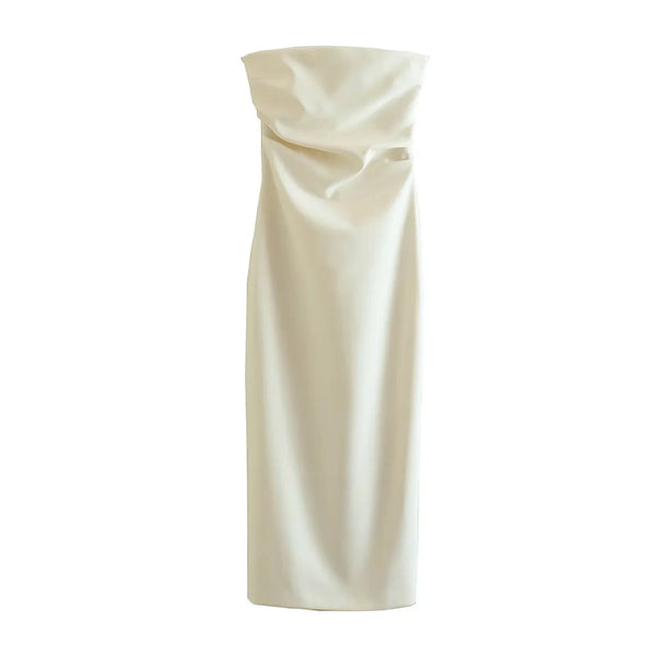 Vestido Midi Tubinho Liso off white use joa clothing