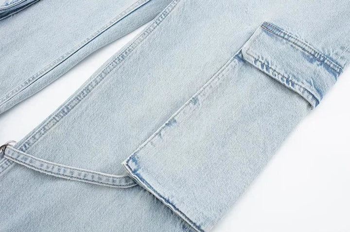 Calça Jeans Feminina Cargo Bolso Frontal Use Joá Clothing