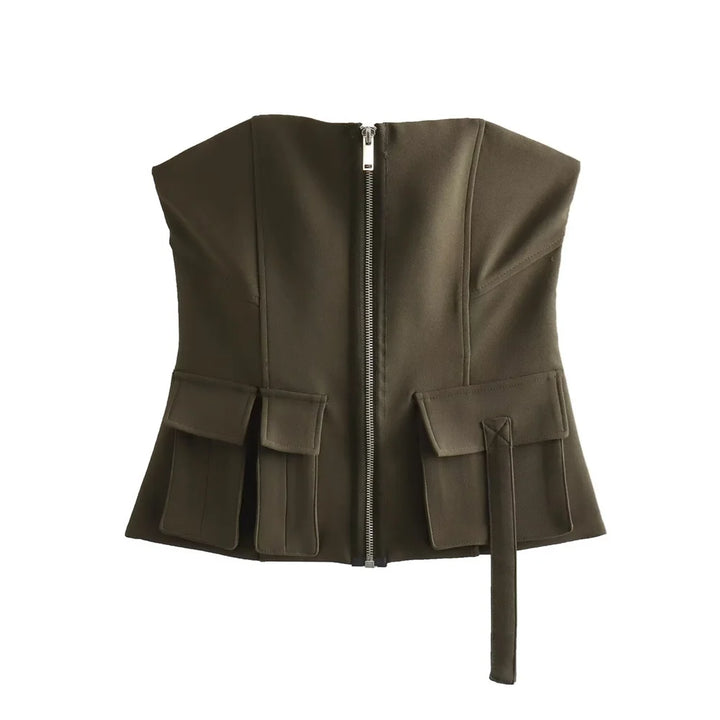 Blusa Feminina Corselet Tomara que Caia Verde Militar Use Joá Clothing