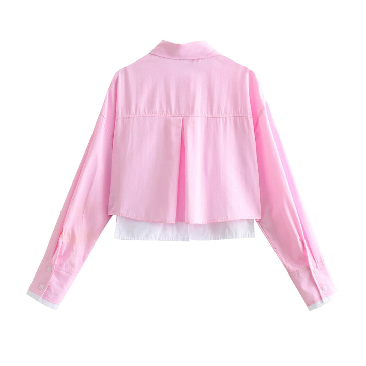 Camisa Cropped Feminina Manga Longa Rosa Use Joá Clothing