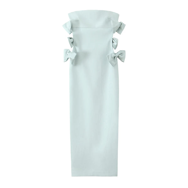 Vestido Midi Azul Laços use joa clothing