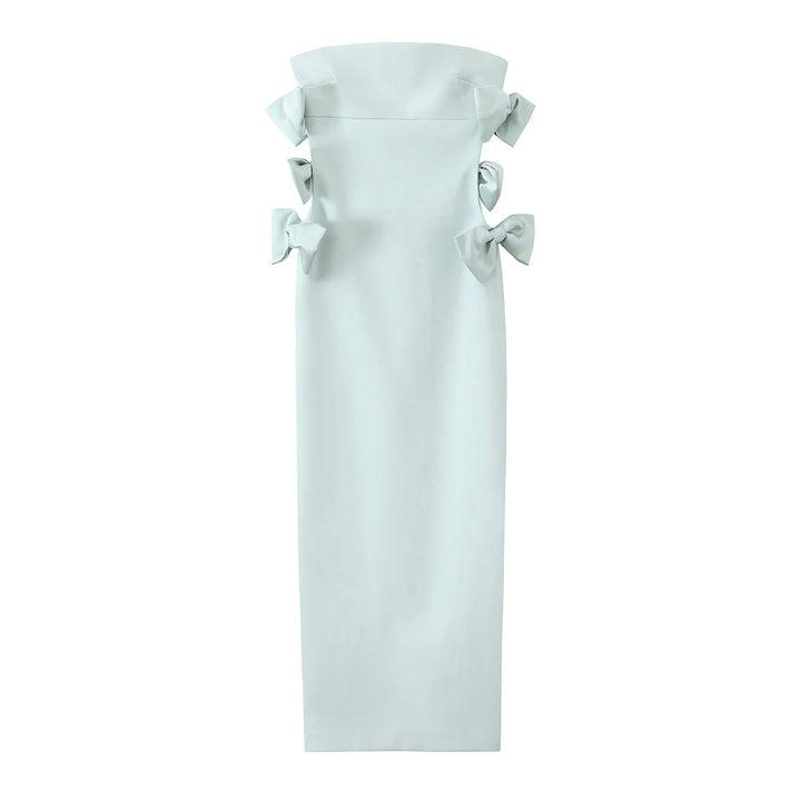 Vestido Midi Azul Laços use joa clothing