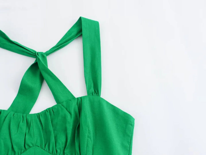 Vestido Midi com Abertura de Fenda Frontal verde use joá clothing