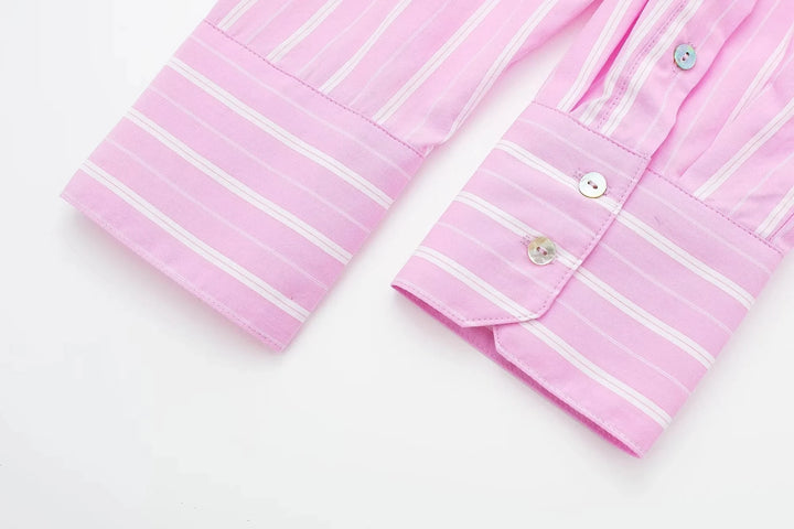 Camisa Cropped Feminina Listrada Rosa Use Joá Clothing