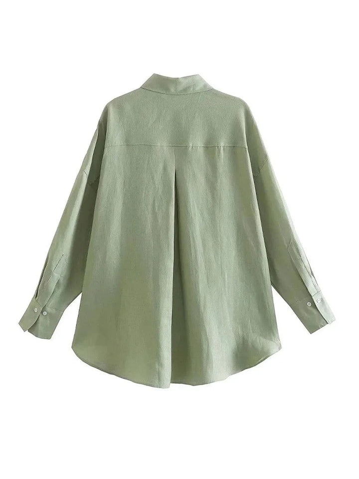 Camisa Feminina Casual Oversized Verde Claro Use Joá Clothing