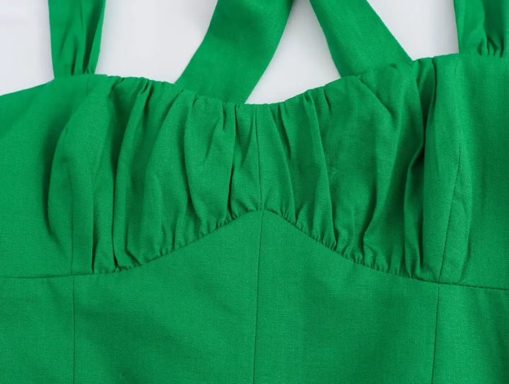 Vestido Midi com Abertura de Fenda Frontal verde use joá clothing
