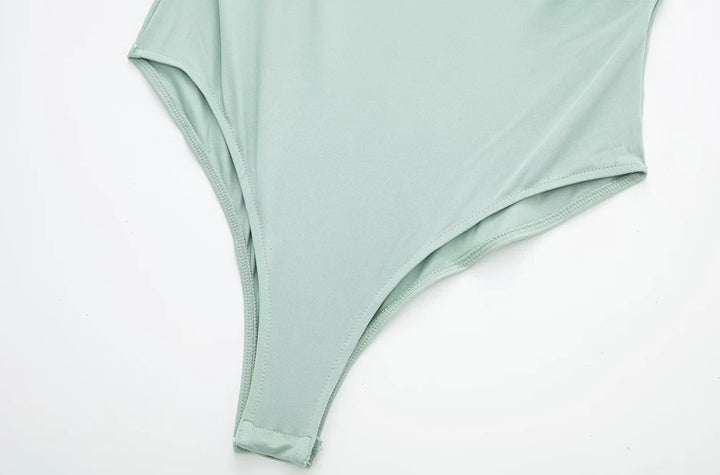 Body Feminino Liso Assimétrico Um Ombro Verde Água Use Joá Clothing
