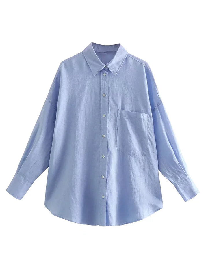 Camisa Feminina Casual Oversized Azul Claro Use Joá Clothing