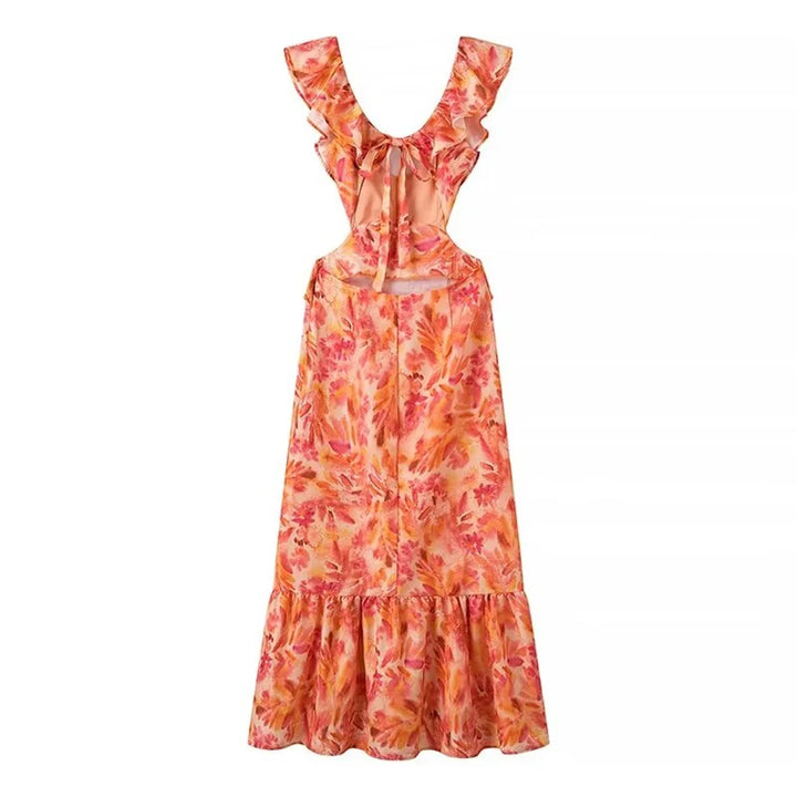 Vestido Longo Abertura Lateral laranja use joa clothing