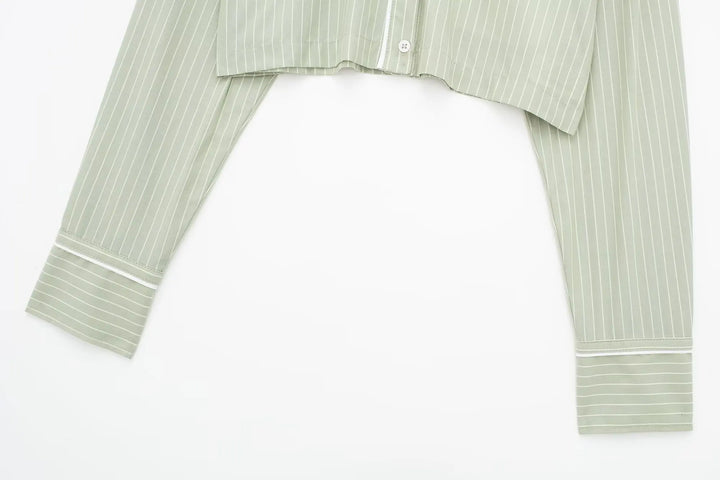 Camisa Cropped Feminina Verde Listrada Use Joá Clothing