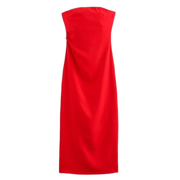 Vestido Midi Tubinho Liso vermelho use joa clothing