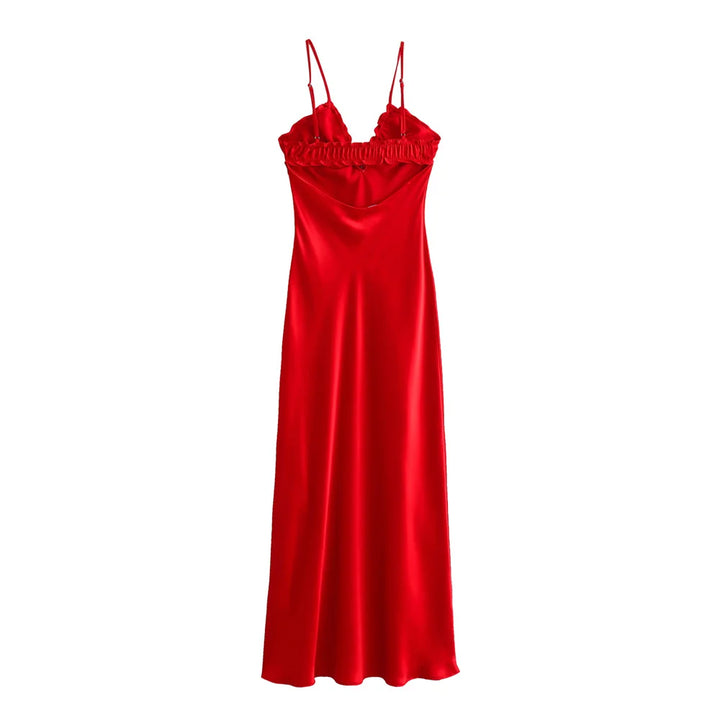 Vestido Midi Camisola Cetim vermelho use joá clothing